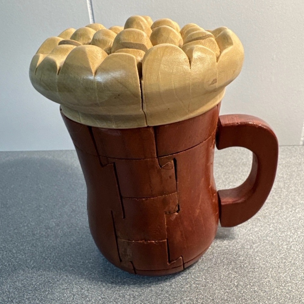 Brain Teaser Wood Puzzle - Mug With Foaming Beer, 5 1/4" Tall